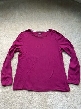 Talbots Cranberry Red LS Talbots Tee Shirt - Size L - VGUC - 100% Pima Cotton